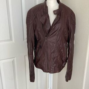 Scotch and Soda Brown Leather Jacket Sz L